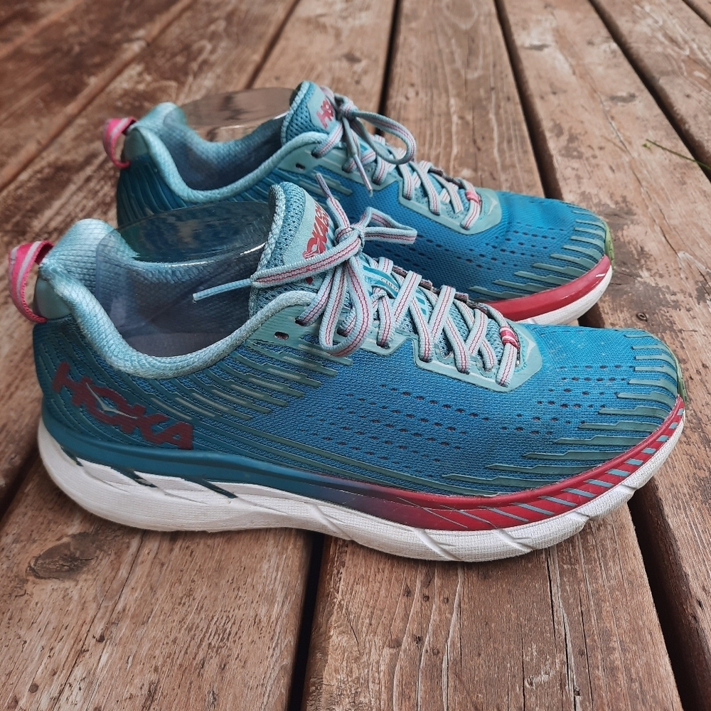 Hoka One One Clifton 5 Road Running Shoes Marlin Blue Ribbon Sneakers Size 9 - Picture 3 of 15